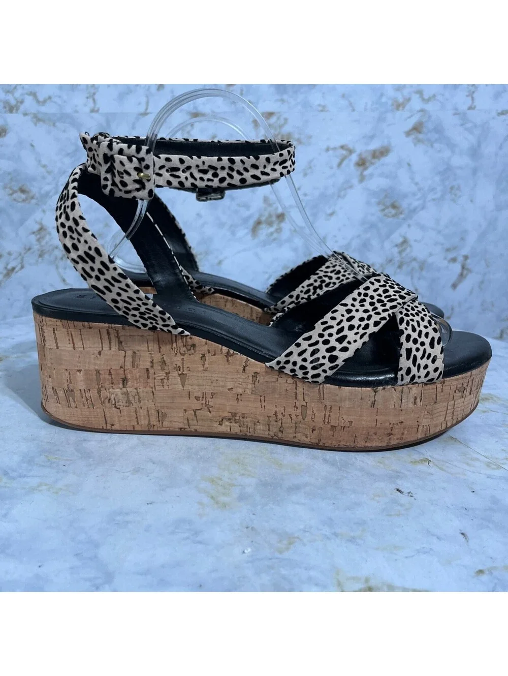 Gianni Bini Women's Size 11M Shoes Brown Black Cheetah Strappy Platform Sandals
